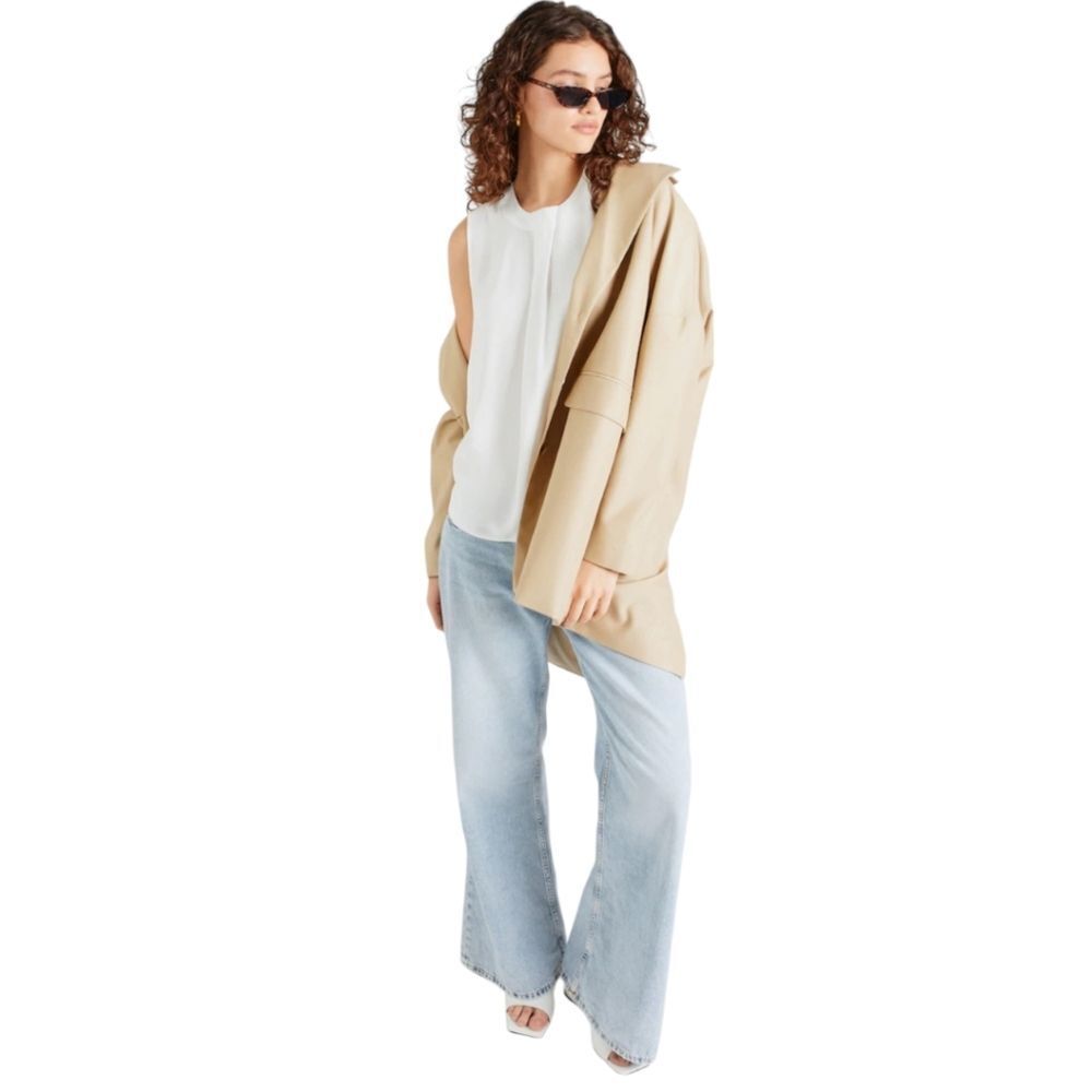 BLACK LABEL BY: CHICO'S Women's Size Lg. Cream Colored Pleated Dressy Blouse. - Picture 2 of 15